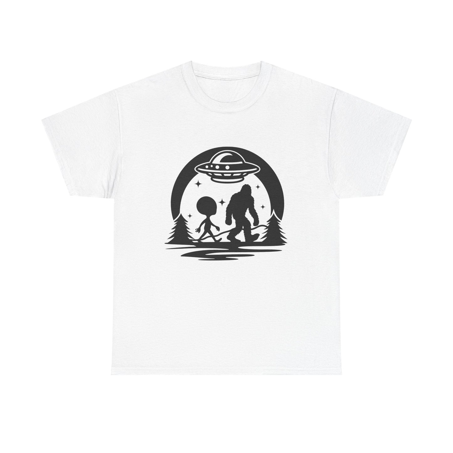Alien and Bigfoot (Black Text) Tee