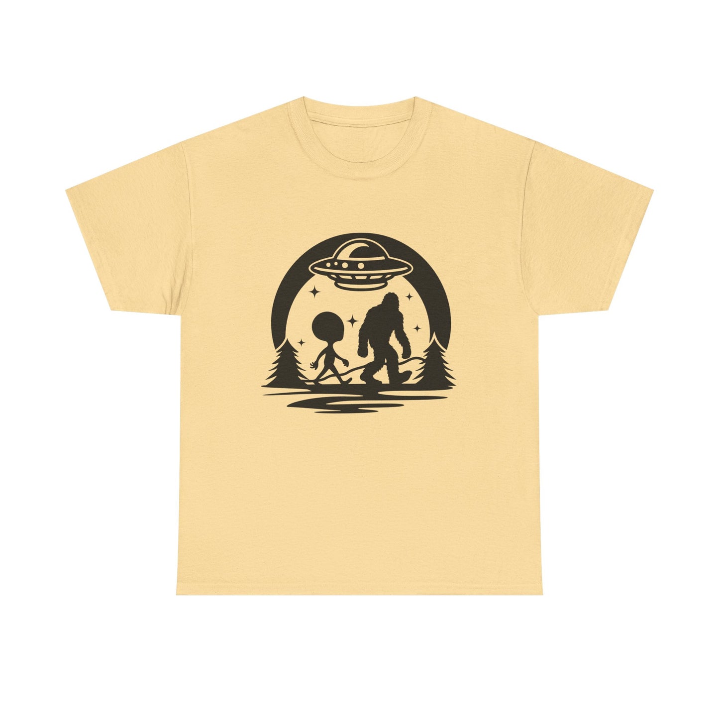 Alien and Bigfoot (Black Text) Tee