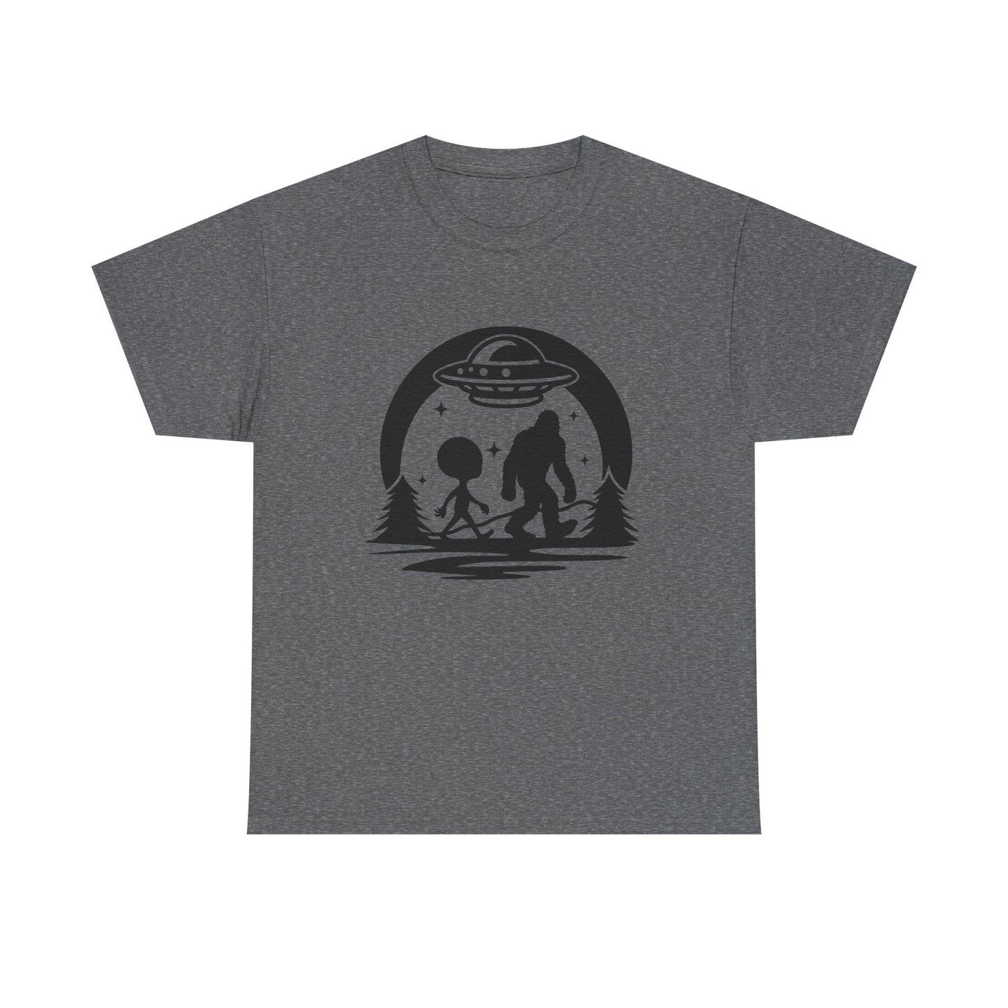 Alien and Bigfoot (Black Text) Tee