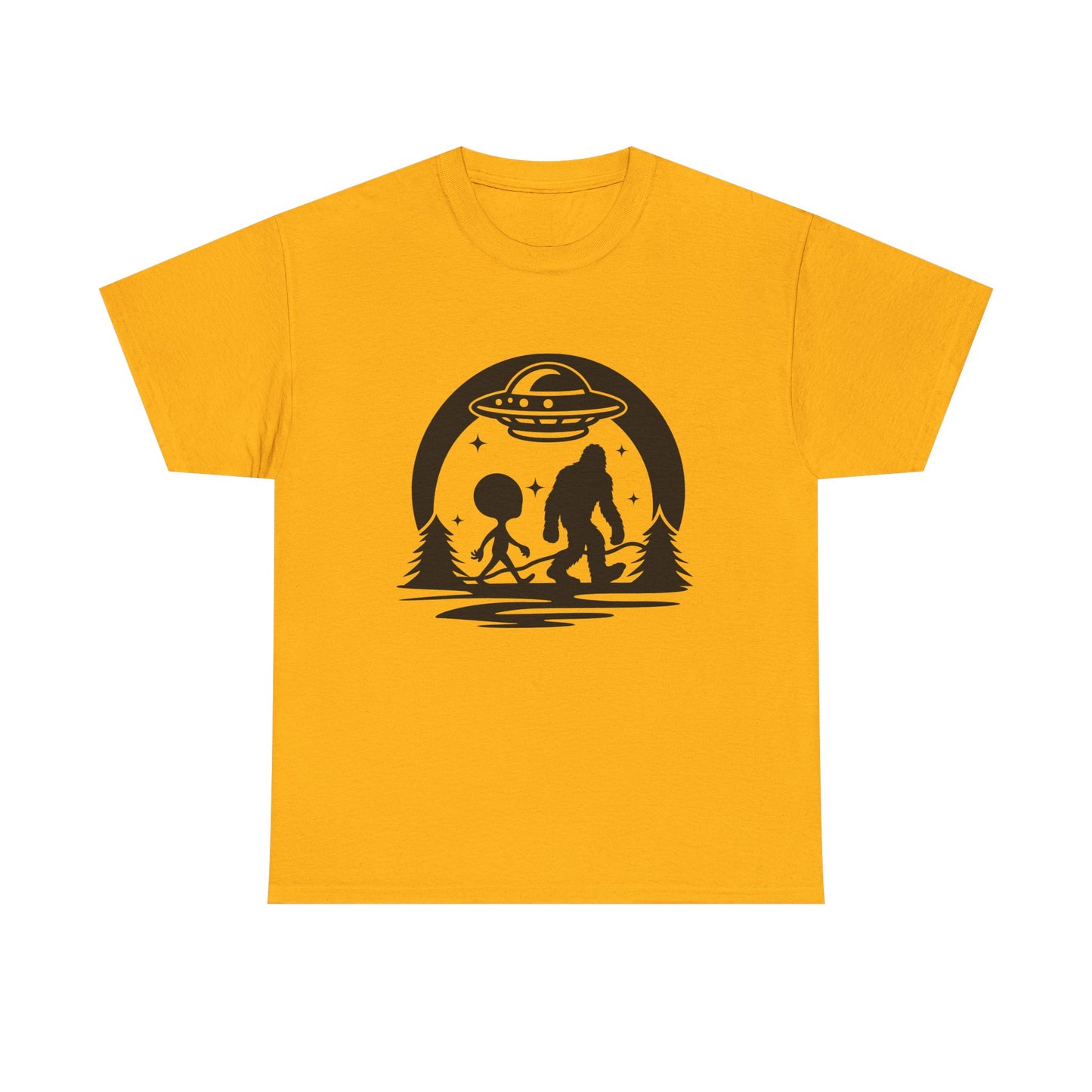 Alien and Bigfoot (Black Text) Tee