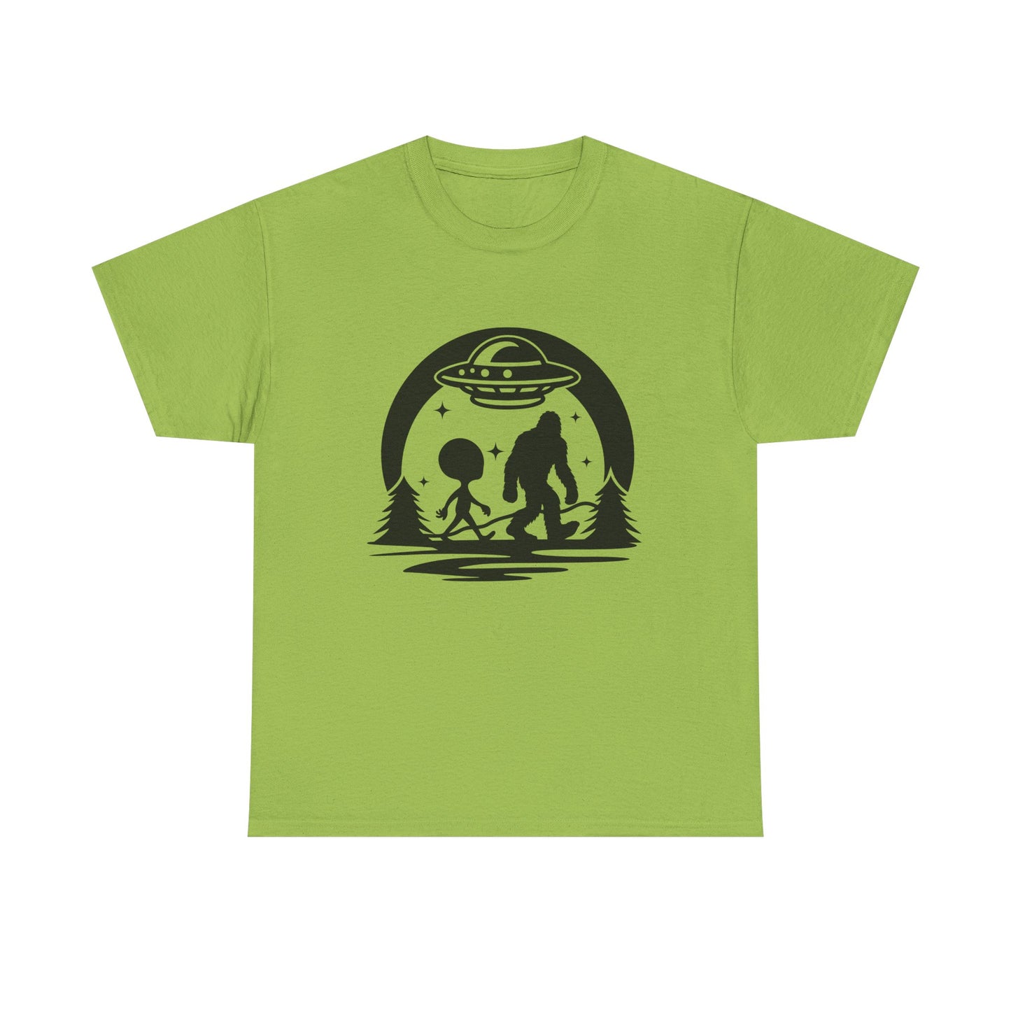 Alien and Bigfoot (Black Text) Tee