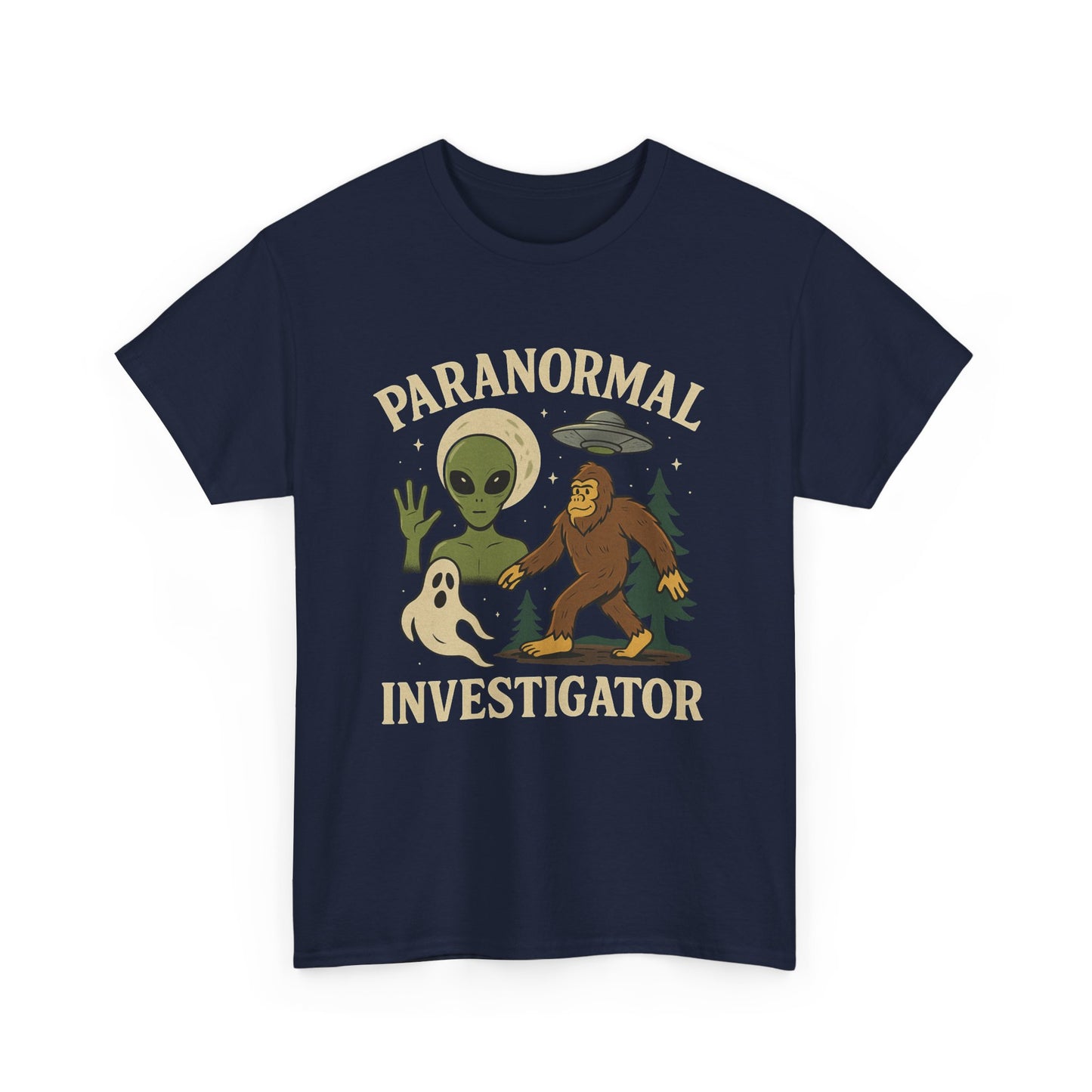 Paranormal Investigator Tee – Bigfoot, Aliens & Ghosts Design