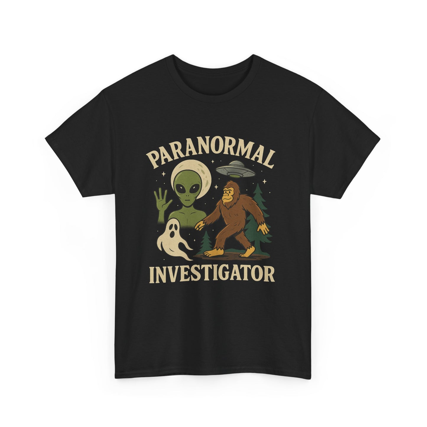 Paranormal Investigator Tee – Bigfoot, Aliens & Ghosts Design
