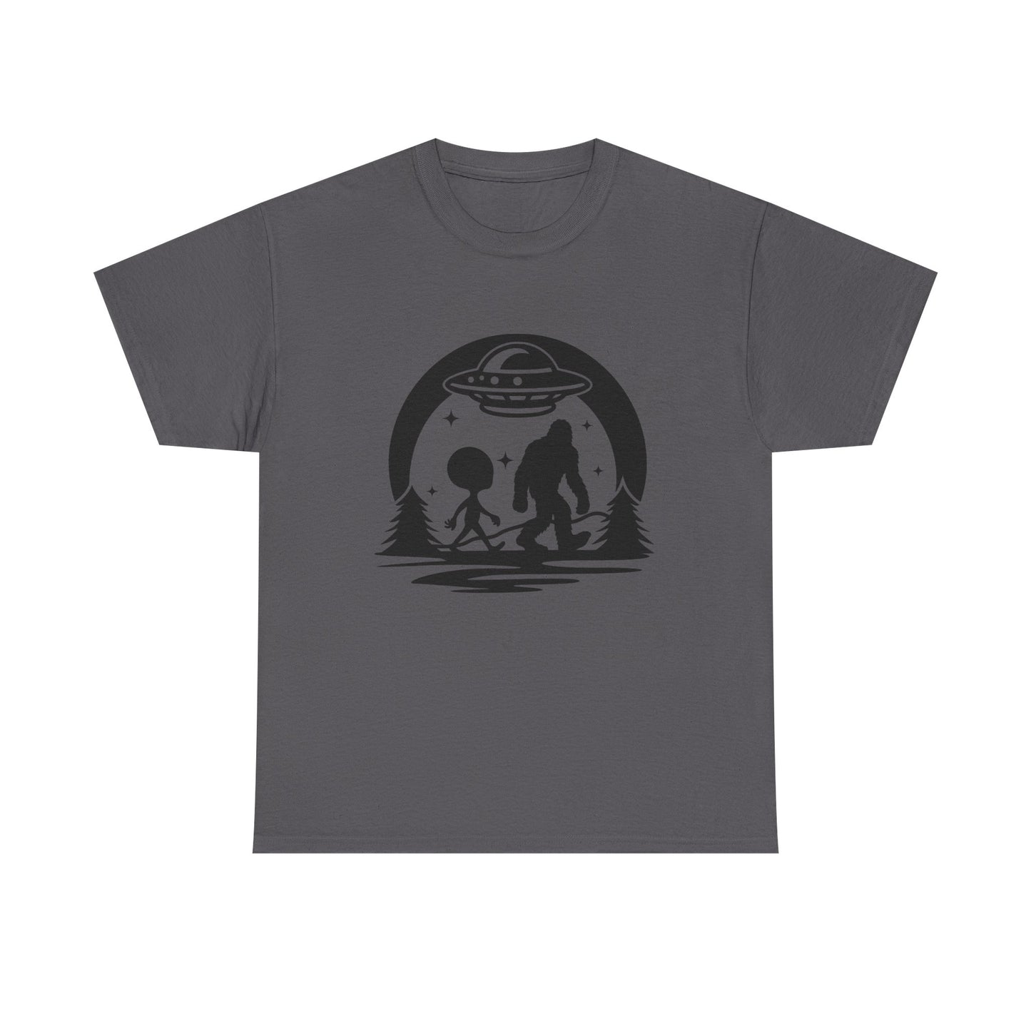 Alien and Bigfoot (Black Text) Tee