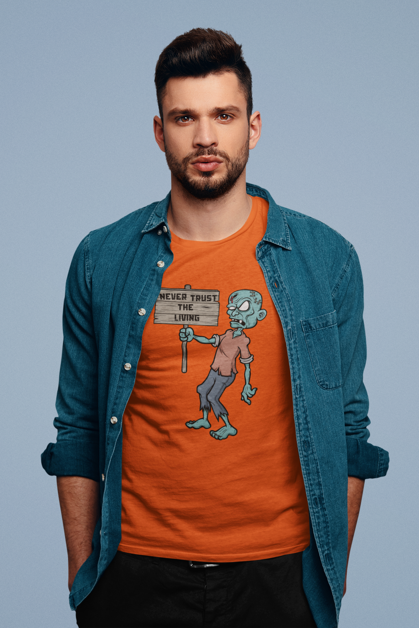Never Trust the Living Zombie Tee