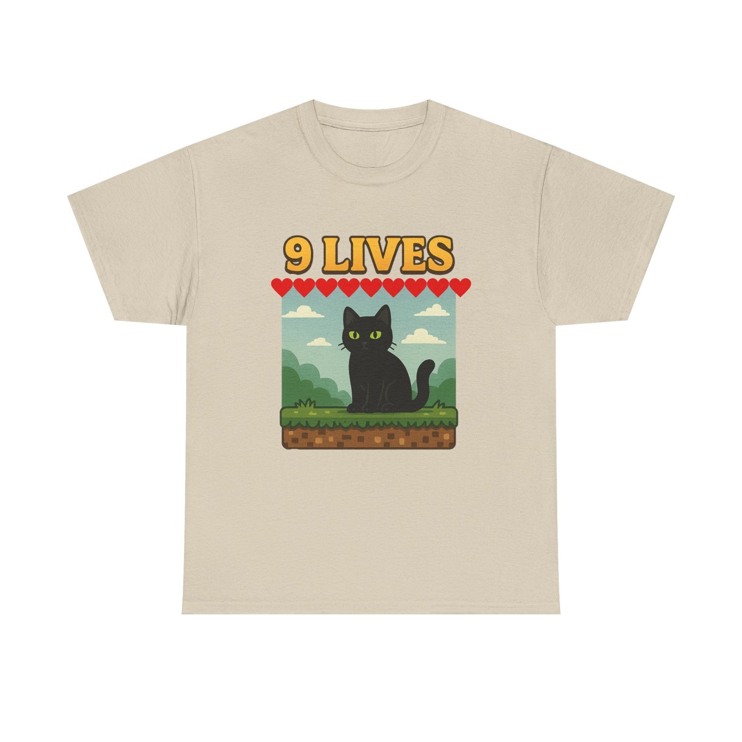 9 Lives Tee – Funny Black Cat Paranormal Video Game Tee