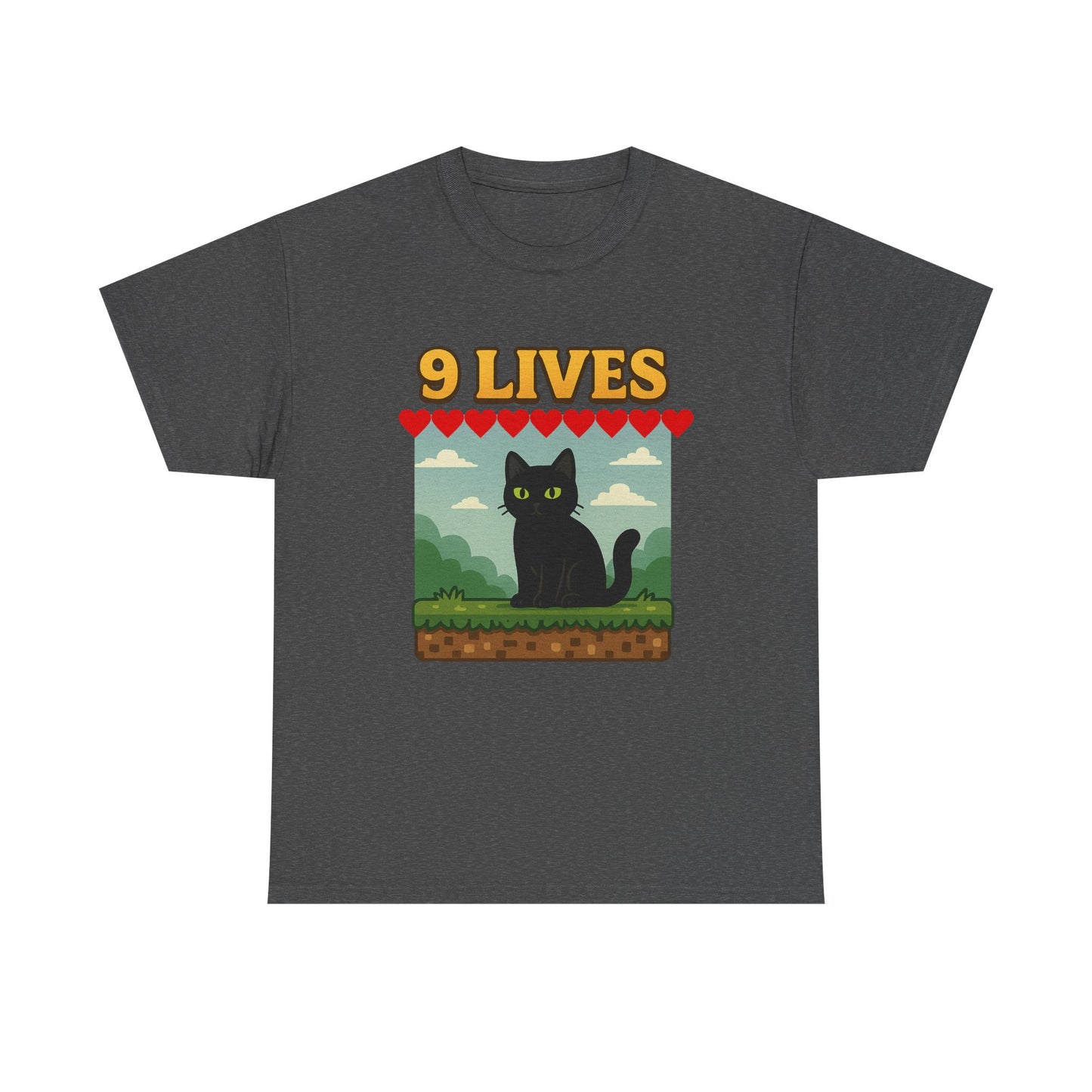 9 Lives Tee – Funny Black Cat Paranormal Video Game Tee