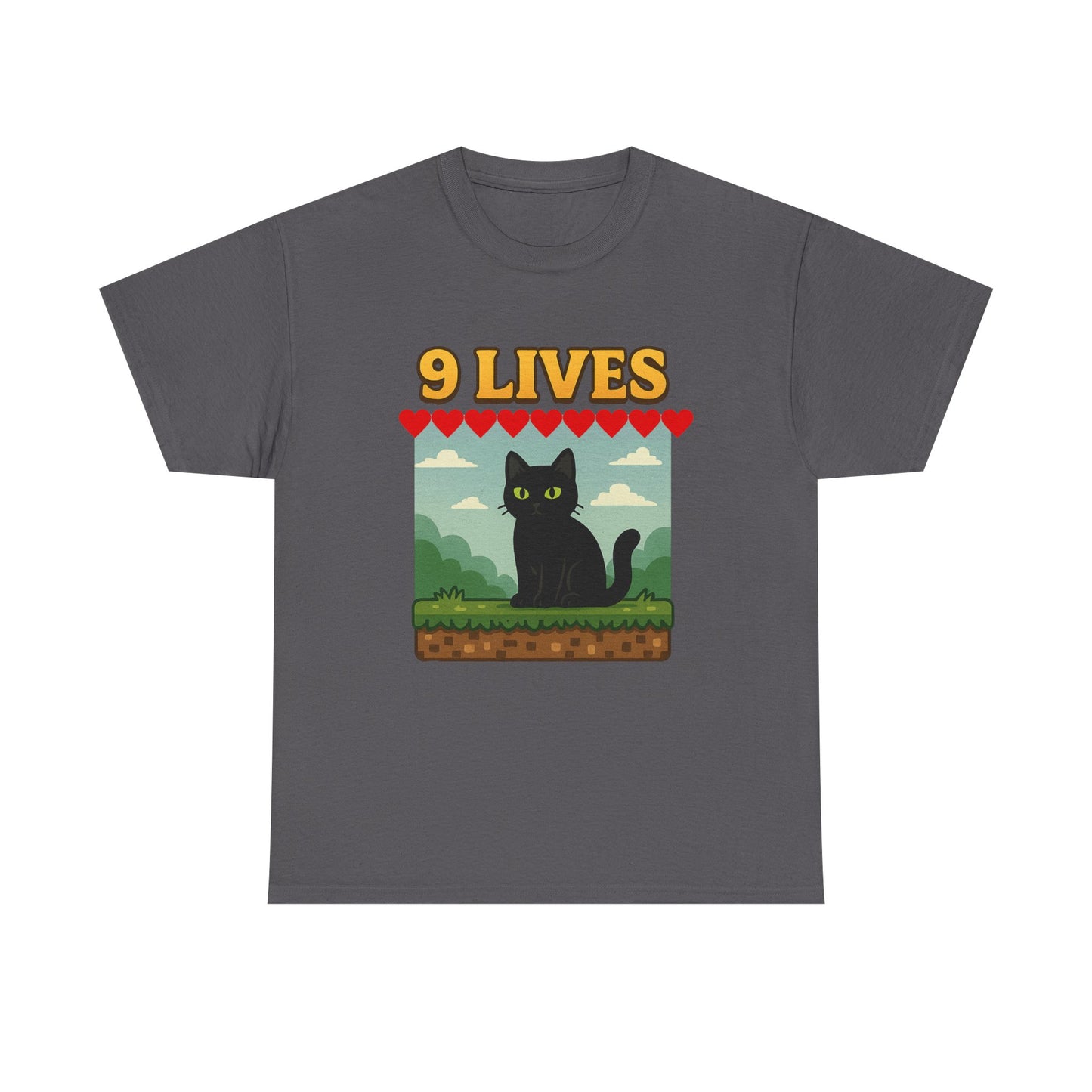 9 Lives Tee – Funny Black Cat Paranormal Video Game Tee