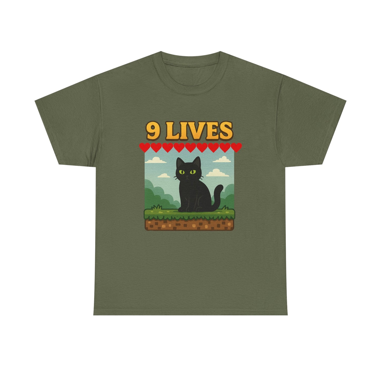 9 Lives Tee – Funny Black Cat Paranormal Video Game Tee