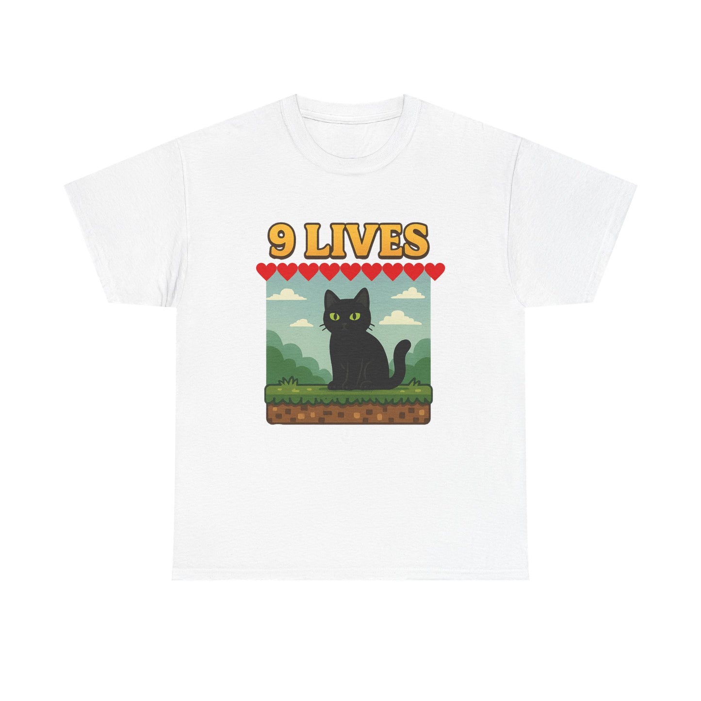 9 Lives Tee – Funny Black Cat Paranormal Video Game Tee