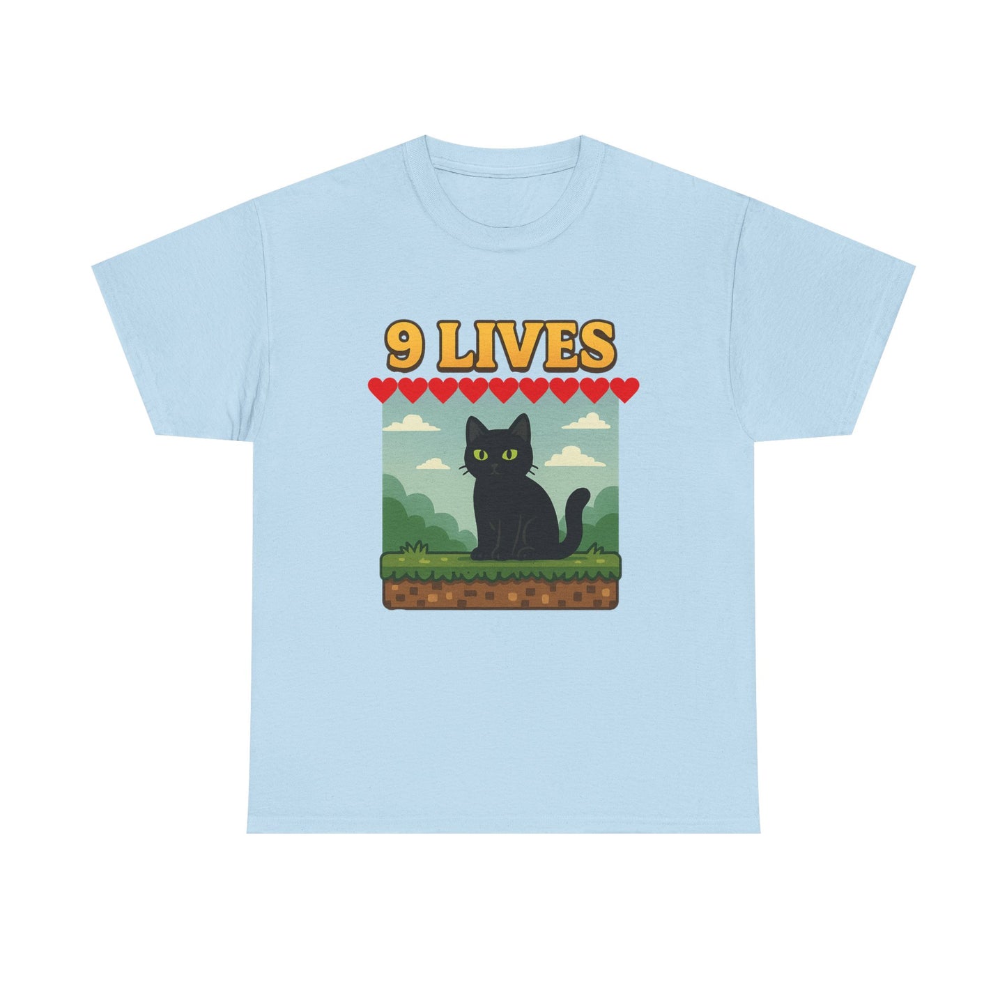 9 Lives Tee – Funny Black Cat Paranormal Video Game Tee