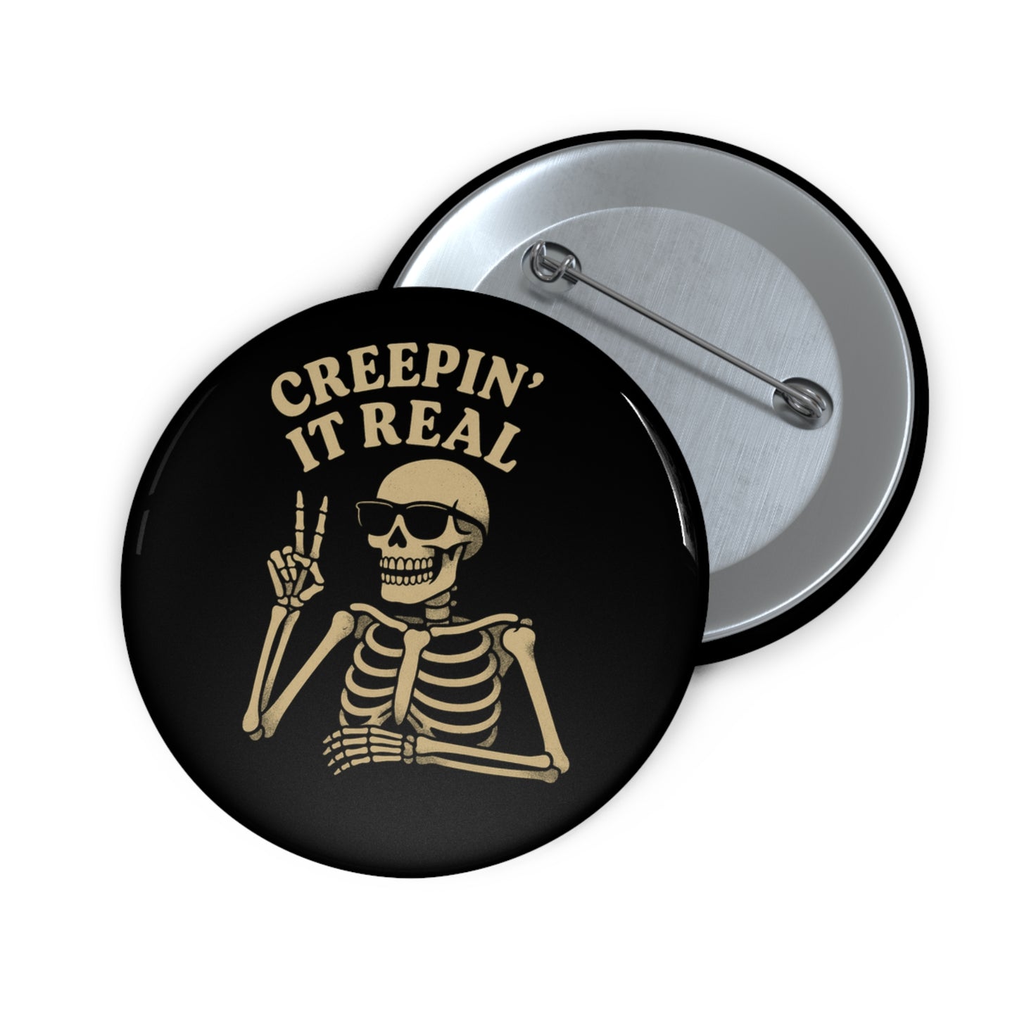 Creepin’ It Real Skeleton Button – Paranormal Flair Pin
