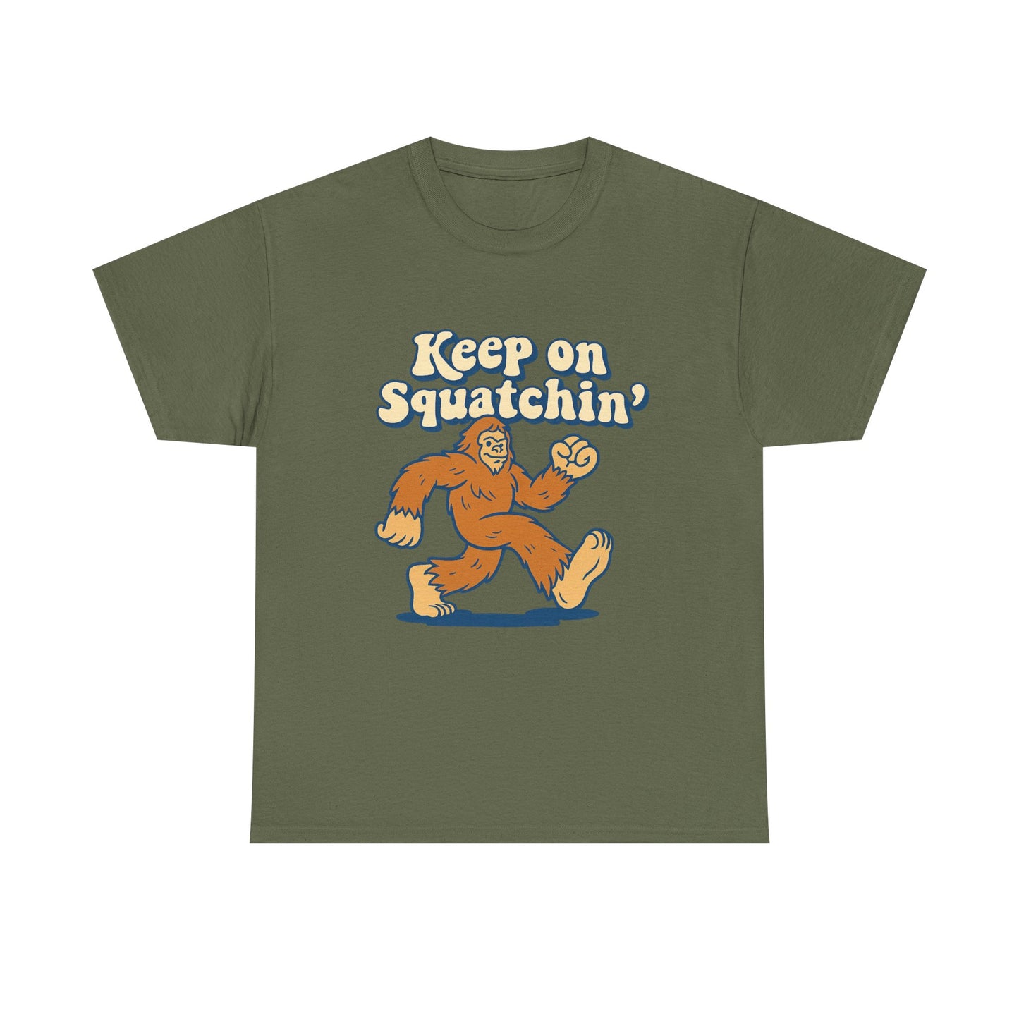 Keep on Squatchin’ Tee – Funny Bigfoot Retro Cryptid T-Shirt
