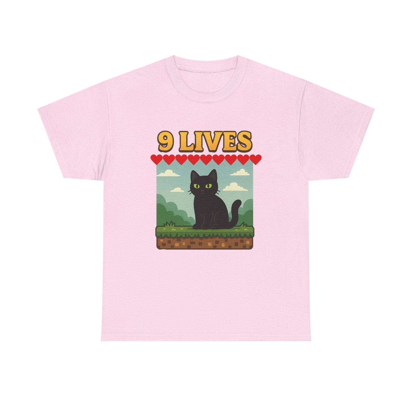 9 Lives Tee – Funny Black Cat Paranormal Video Game Tee