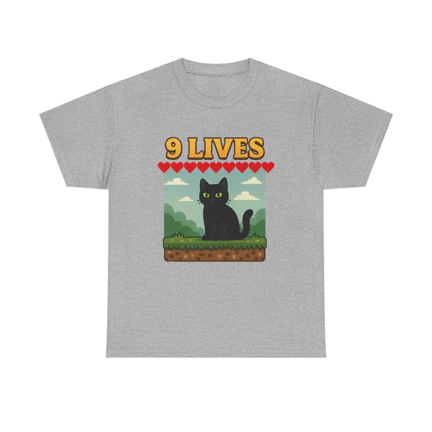 9 Lives Tee – Funny Black Cat Paranormal Video Game Tee