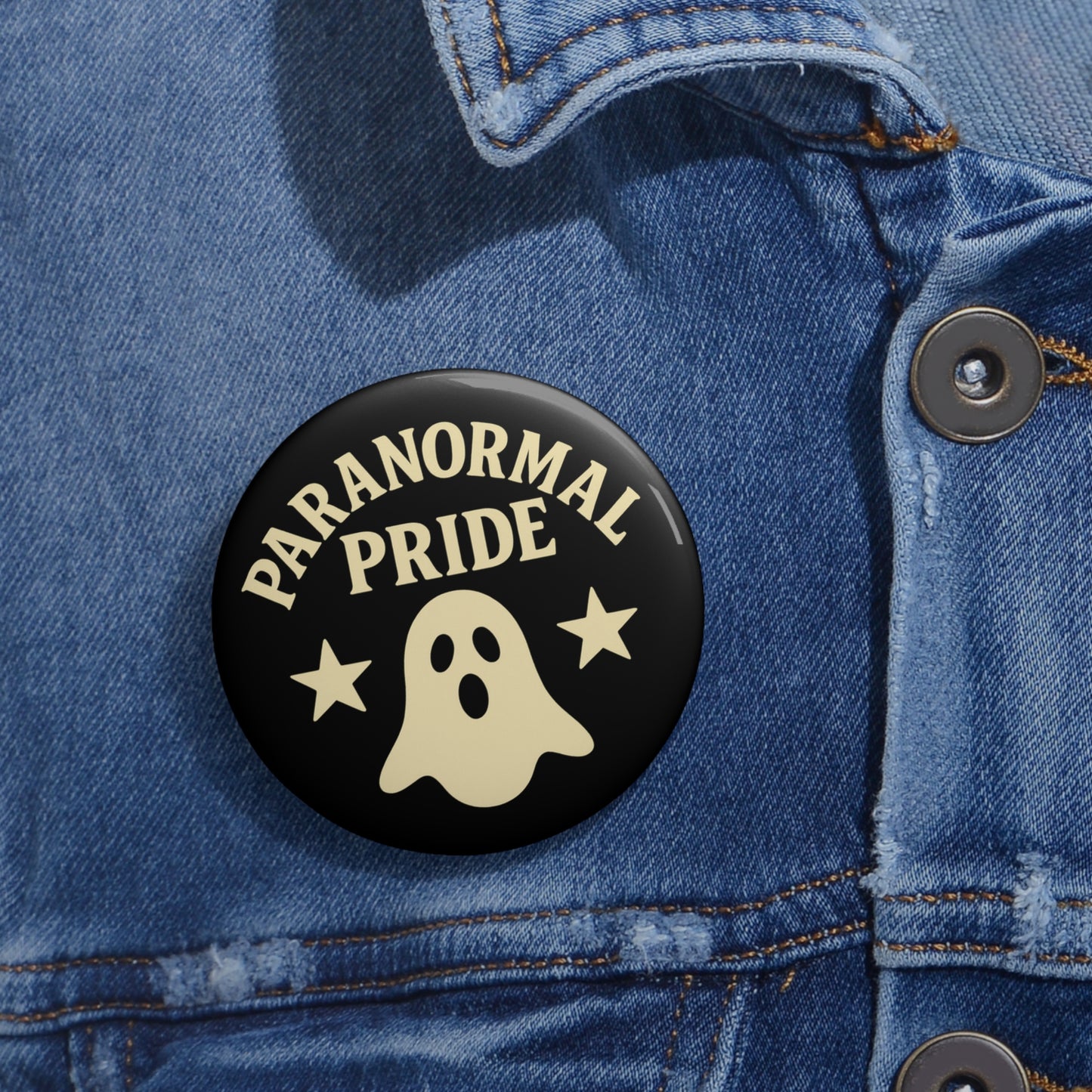 Paranormal Pride Ghost Button – Spooky Badge Pin for Paranormal Fans