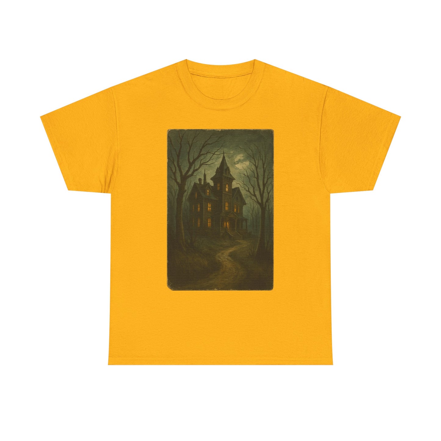 Spooky Postcard Tee – Vintage Halloween Haunted Scene Creepy Paranormal