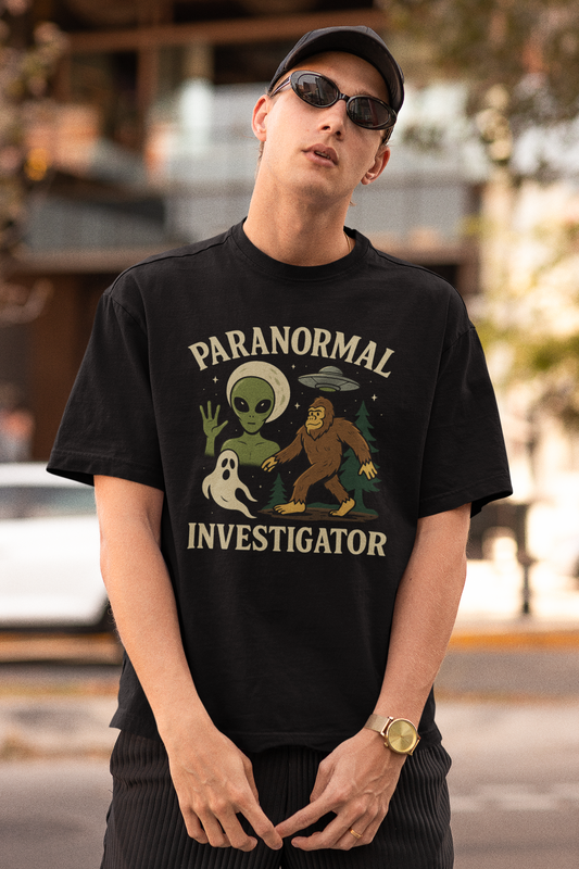 Paranormal Investigator Tee – Bigfoot, Aliens & Ghosts Design