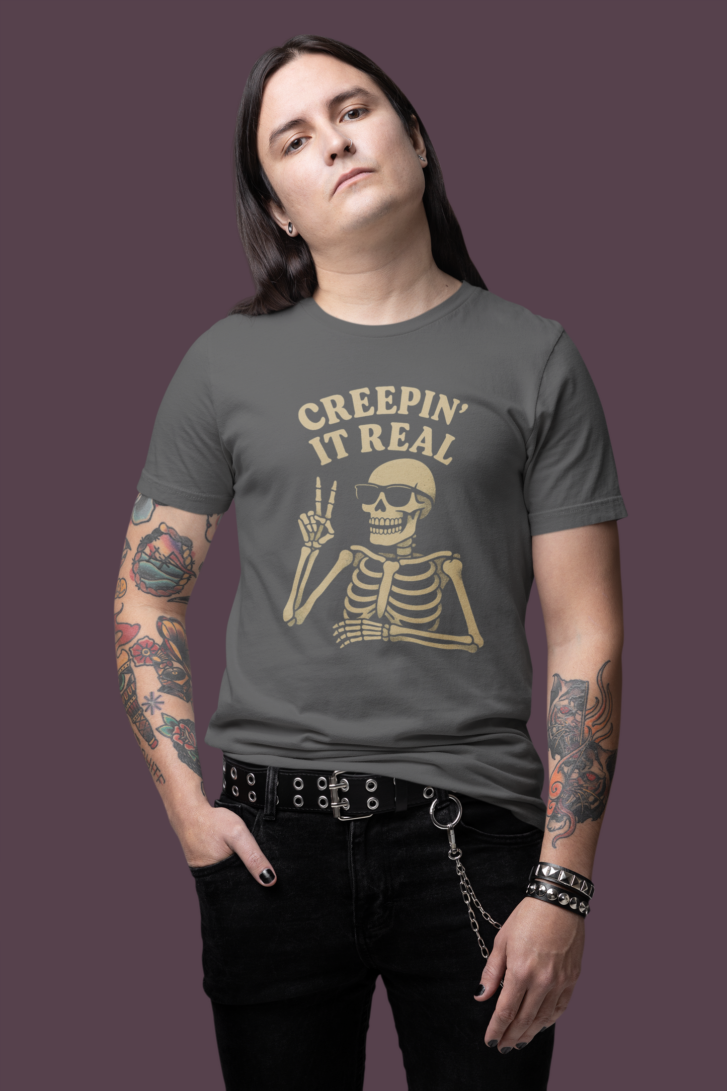 Creepin’ It Real Tee – Funny Skeleton Paranormal T-Shirt