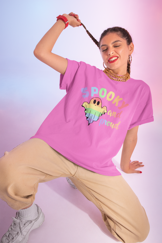 Spooky & Proud – Rainbow Ghost LGBTQ+ Paranormal Tee