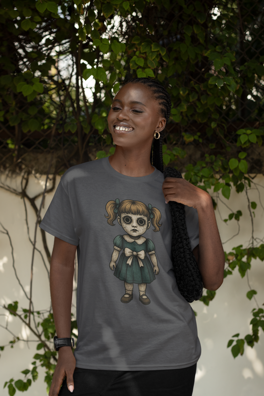 Full Body Haunted Doll Tee – Creepy Paranormal T-Shirt